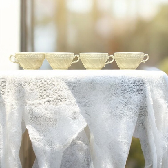 Vintage RICHARD GINORI Italy "Vecchio" Bianco White set of 4 tea cups(CUPS ONLY) - Picture 5 of 7